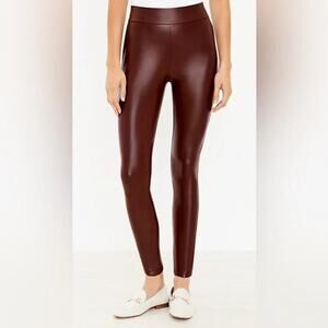 LOFT NWOT Women's Brown Faux Leather Pull On Pants/Leggings Size S